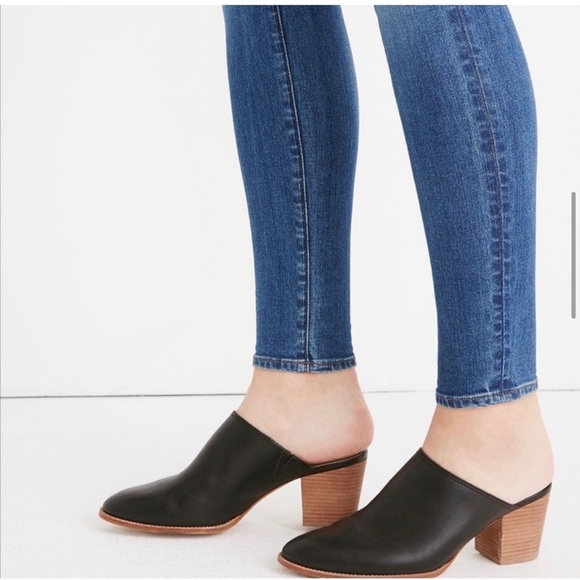 Madewell Harper Black Leather Mules Size 8 - Picture 2 of 11